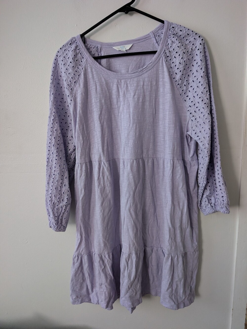 Time And Tru Lavender Long Sleeve Eyelet Knit Dress